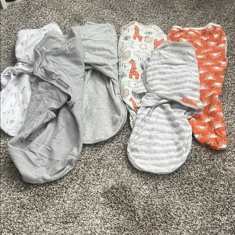 Cozy Gray and Orange Baby Swaddle Bundle